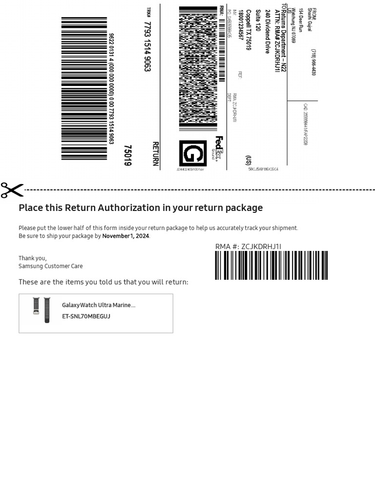 Return label 779315149063 pdf