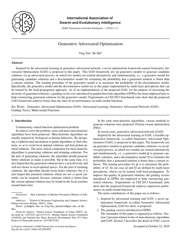 Generative Adversarial Optimization | PDF | Mathematical Optimization ...