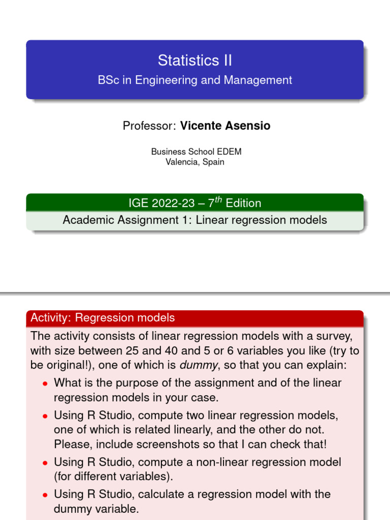 Linear Regression Models Assignment | PDF | Computers