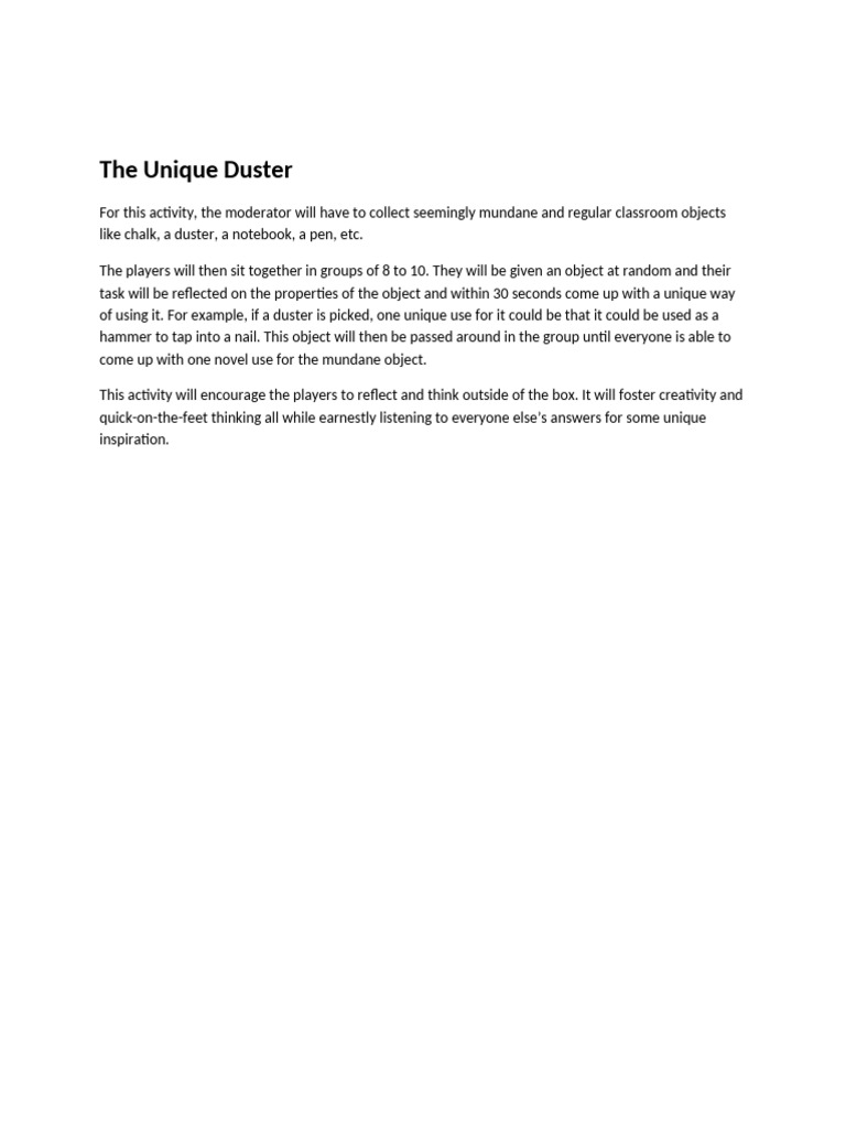 Creative Thinking Activities Guide | PDF | Brainstorming | Cognition