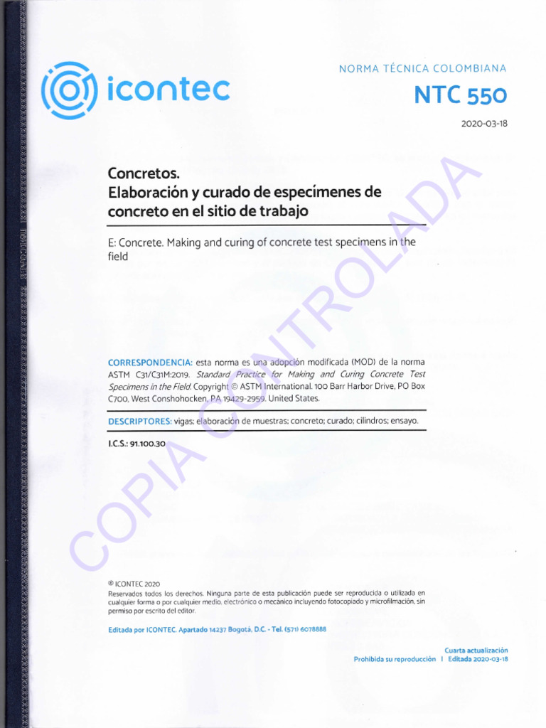 NTC 550-2020 | PDF | Hormigón | Cemento
