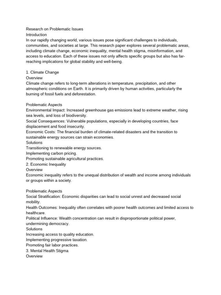 Addressing Global Challenges: Key Issues | PDF | Economic Inequality ...
