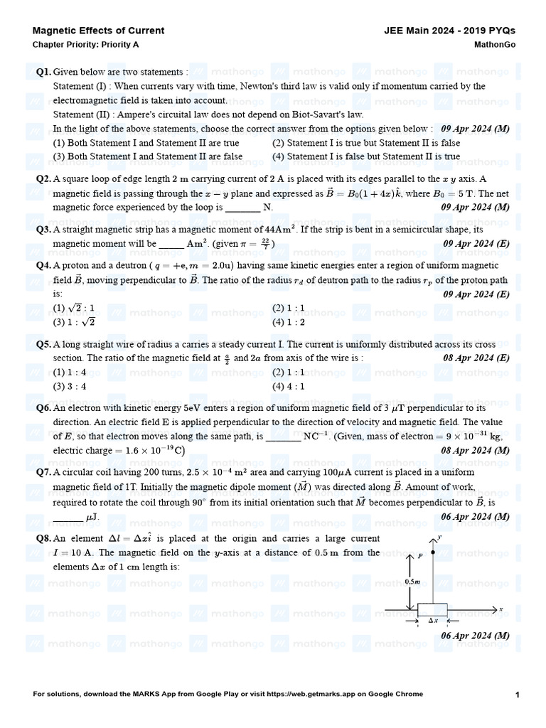 03 - Magnetic Effects of Current | PDF | Magnetic Field | Electron