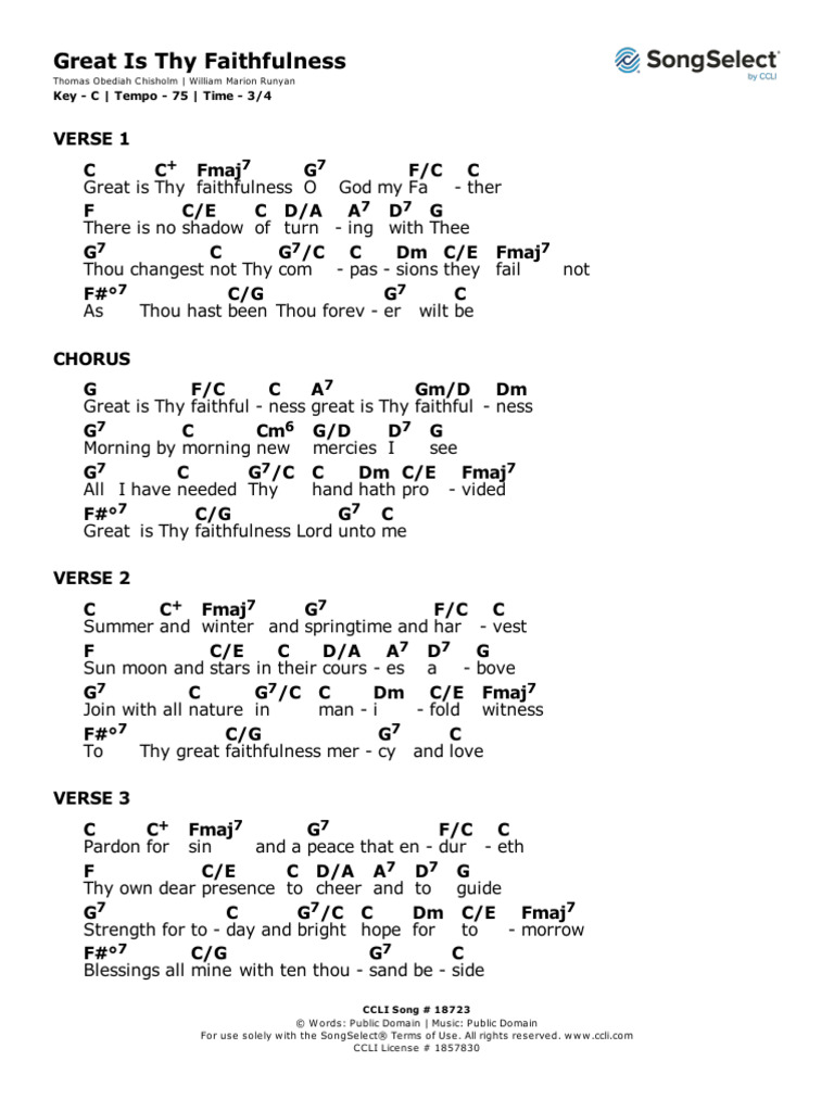 Great Is Thy Faithfulness Chords in C | PDF