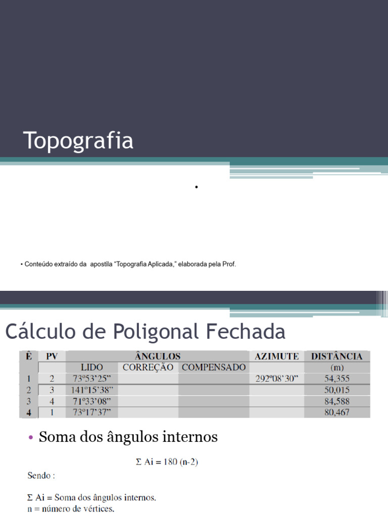 Aula 4 e 5 - Topografia | PDF | Sistema de coordenada cartesiana | Cálculo