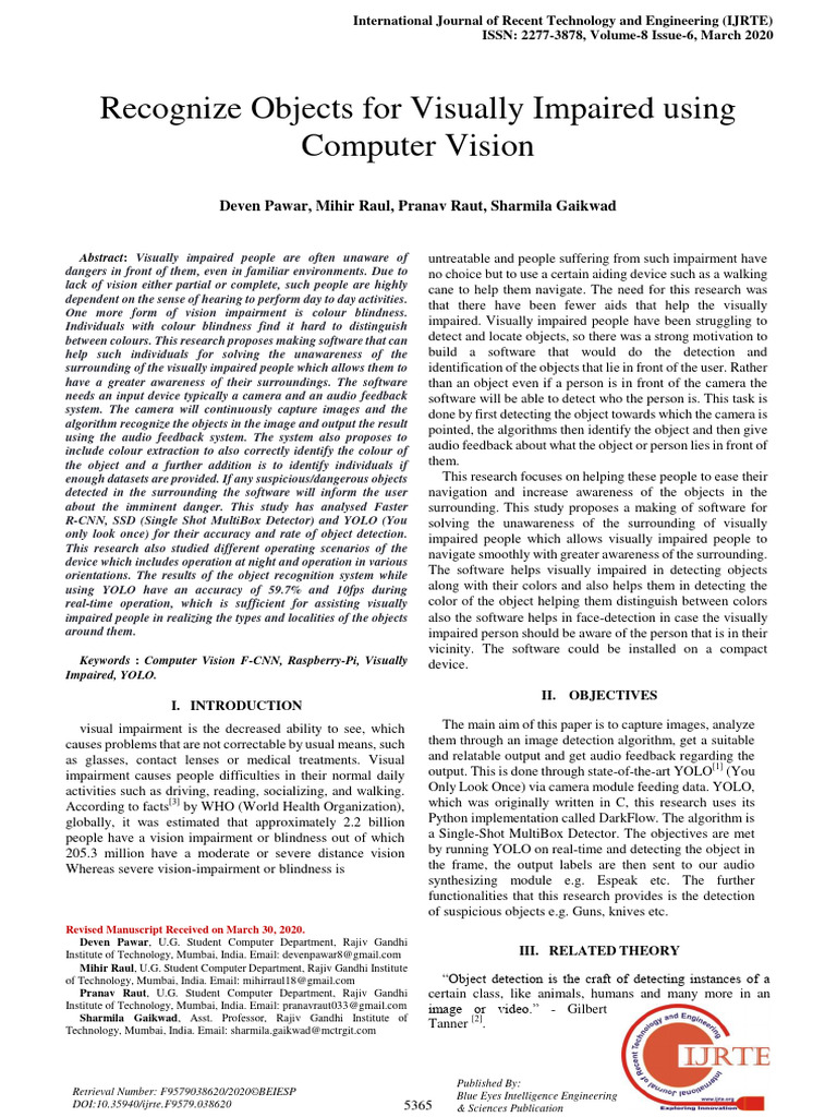 Software for Visually Impaired Navigation | PDF | Visual Impairment ...