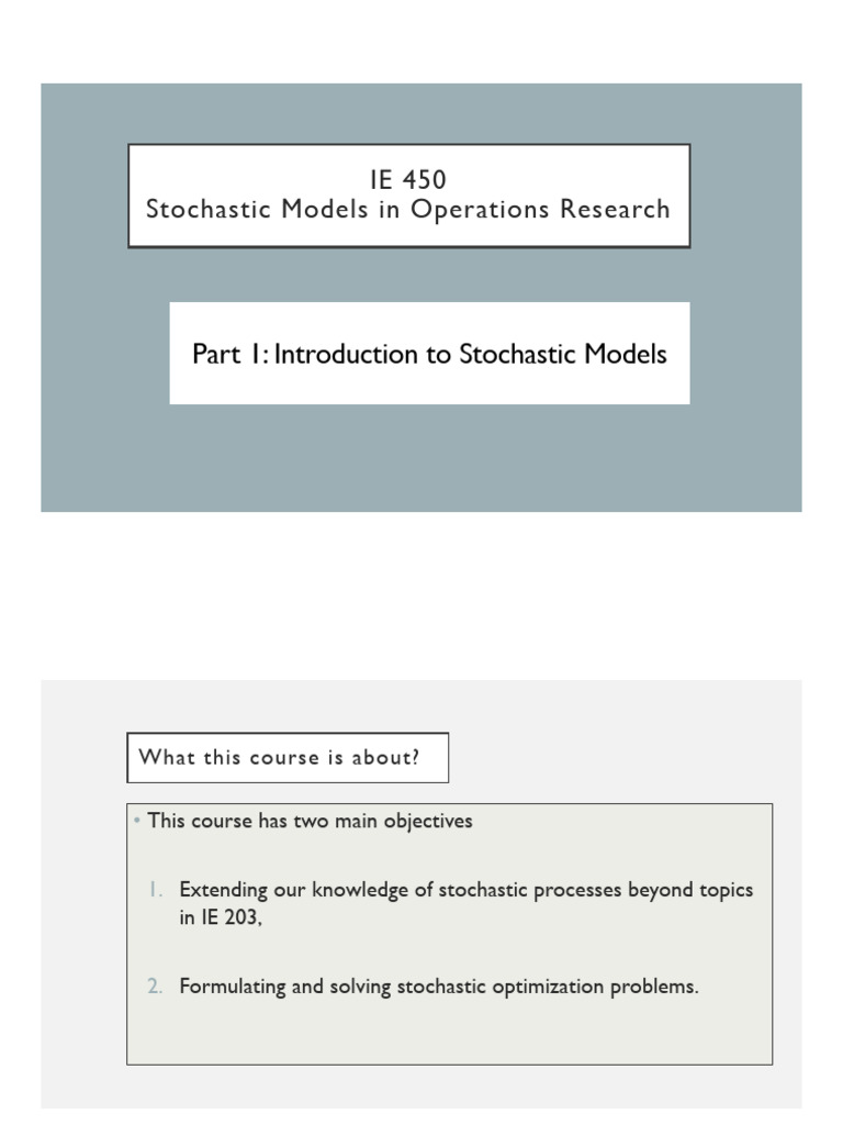 IE 450 Part 1 Introduction To Stochastic Models | PDF | Probability ...