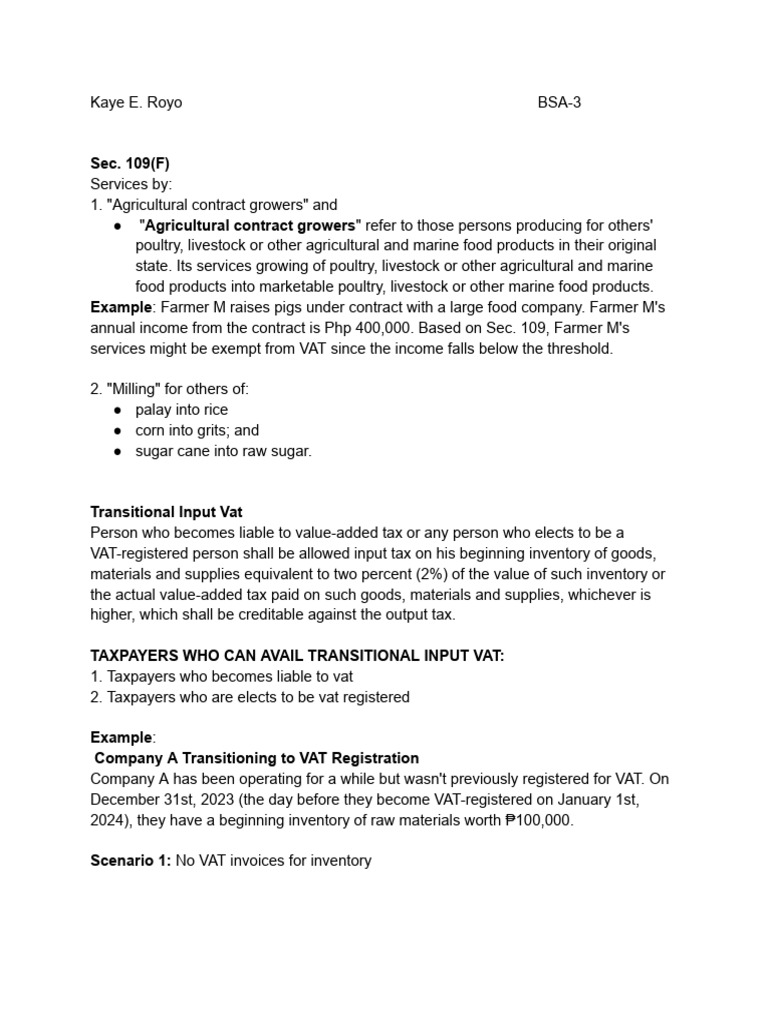 Understanding Transitional Input VAT | PDF | Value Added Tax | Taxes