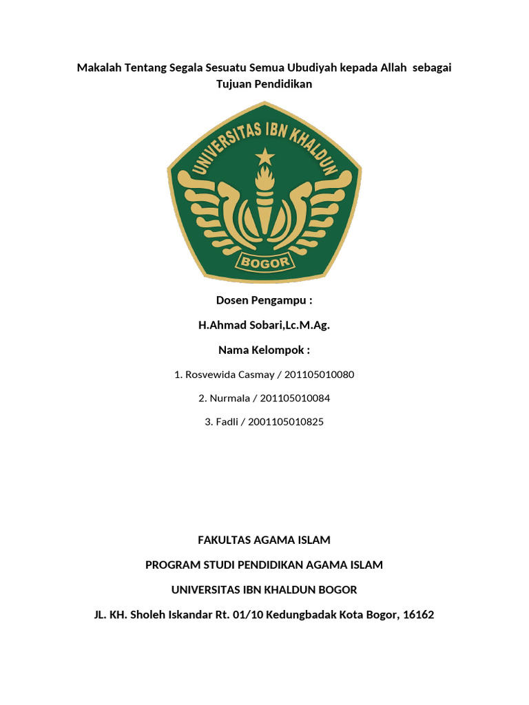 Ubudiyah dan Pendidikan Islam | PDF