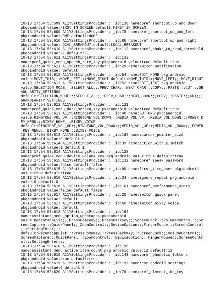 Android A11Y Settings Provider Data | PDF | Google | Software