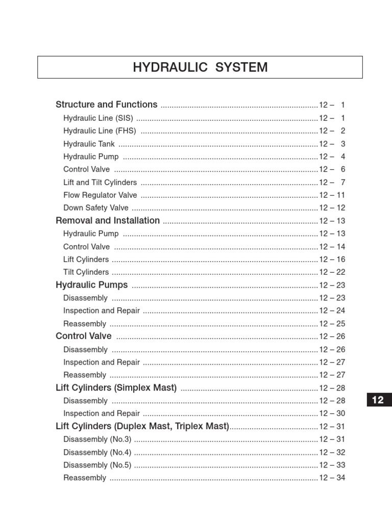 Hydraulic System and Lift Cylinder Overview | PDF | Pump | Valve