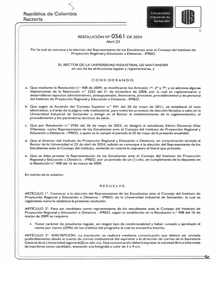 0001 20240423 Resolución 0561 | PDF