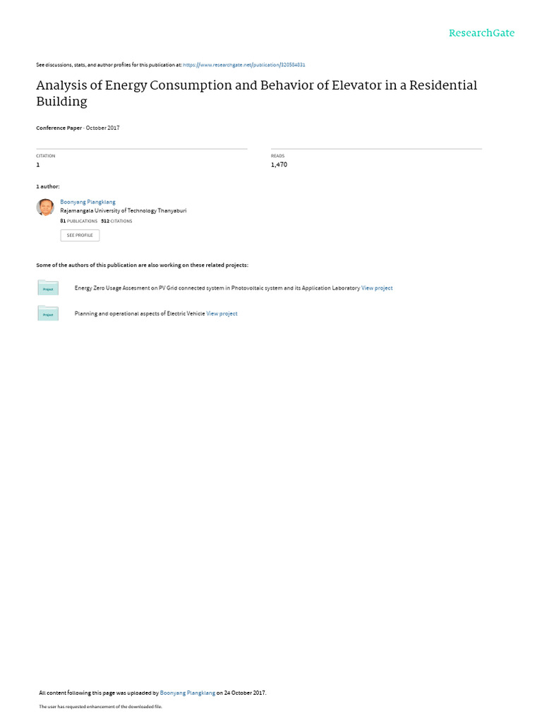 Elevator Energy Consuption Pdf Energy Conservation Elevator