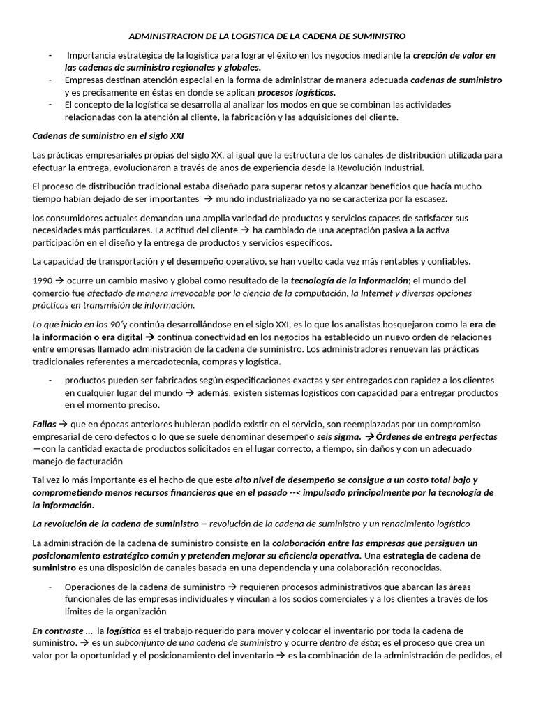 Administracion de La Logistica de La Cadena de Suministro Sofi | PDF ...