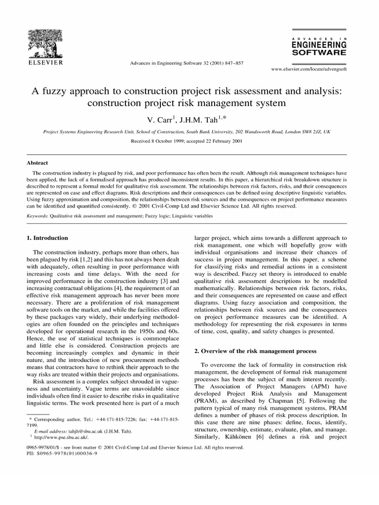 A Fuzzy Approach To Construction Project Risk Assessment and Analysis ...
