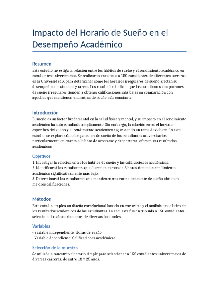 Sueño y Rendimiento Académico Estudiantil | PDF | Dormir | Metodología ...