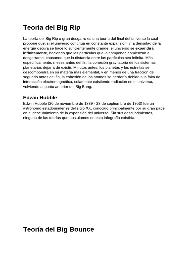Teoría del Big Rip: Fin del Universo | PDF | Universo | Big Bang