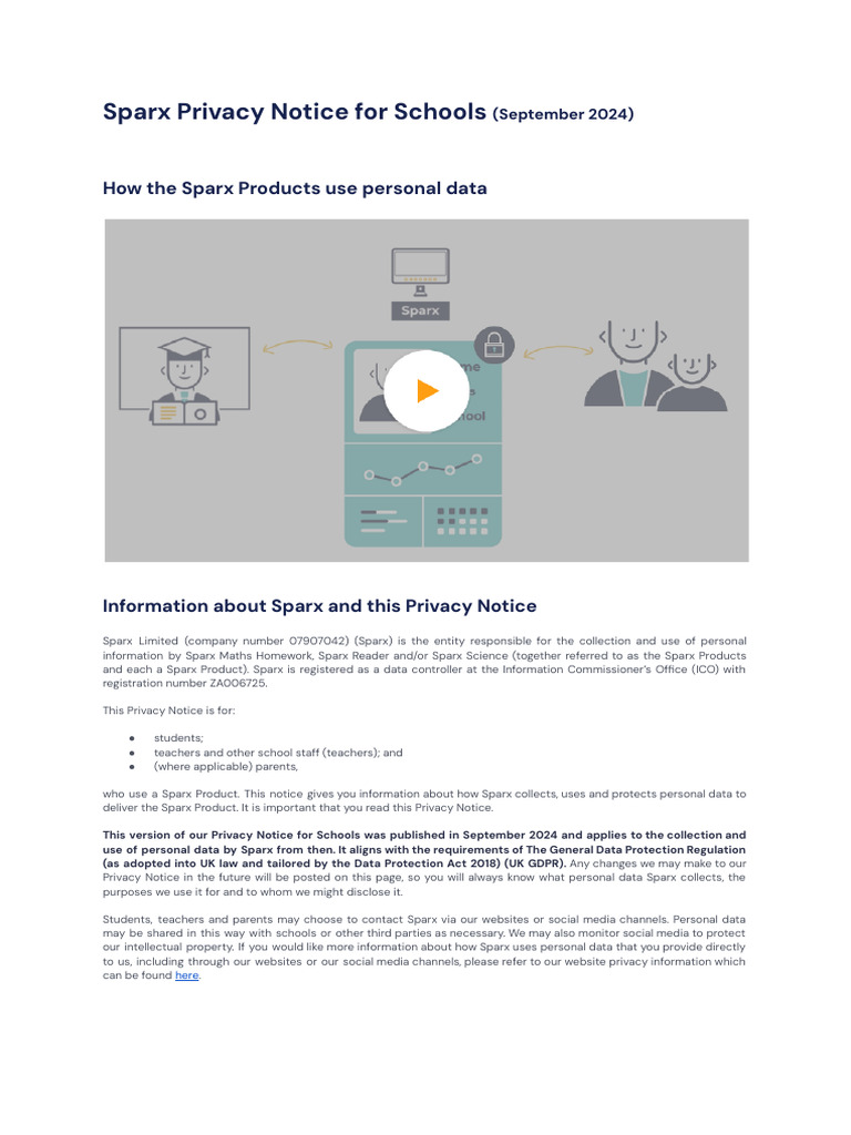 Sparx Learning - Privacy Policy For Schools 24.9.24 | PDF | Http Cookie ...
