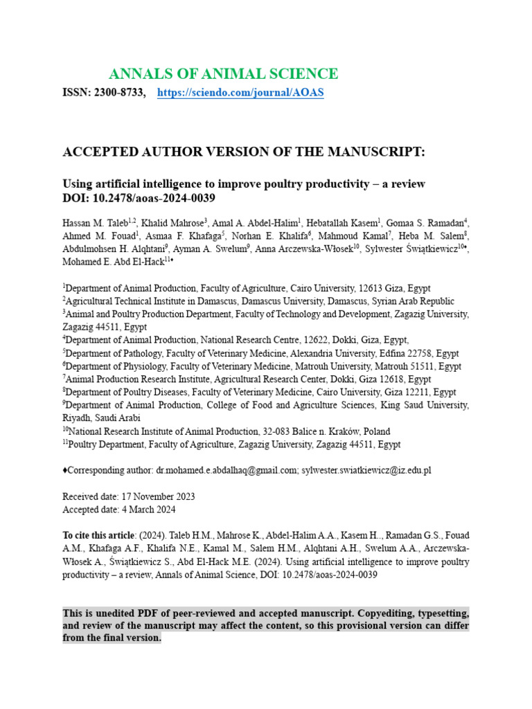 AI Innovations in Poultry Farming | PDF | Poultry Farming | Artificial ...