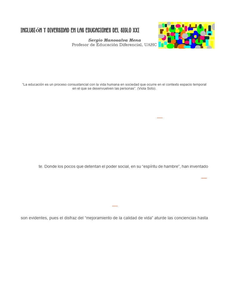 Inclusión y Diversidad en Las Educaciones Del Siglo XXI | PDF | Plan de ...