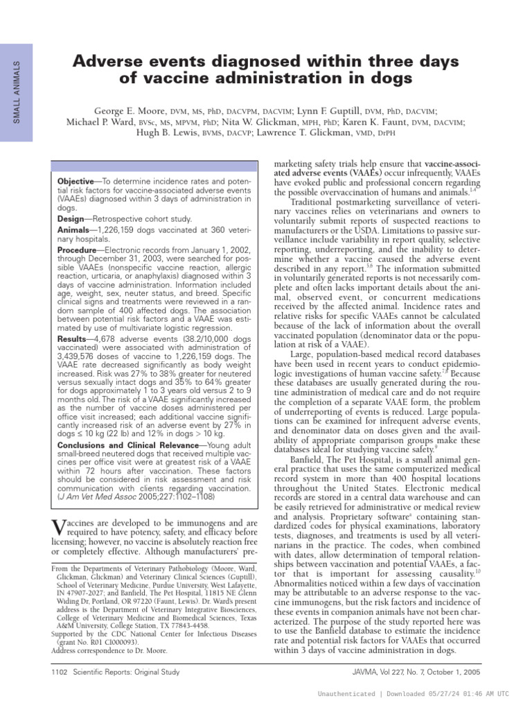 Adverse Events Diagnosed Within Three Days of Vaccine Administration in ...