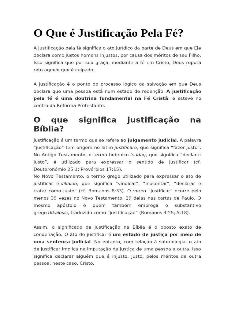 O Que É Justificação Pela Fé | PDF | Justificação (teologia) | Fé