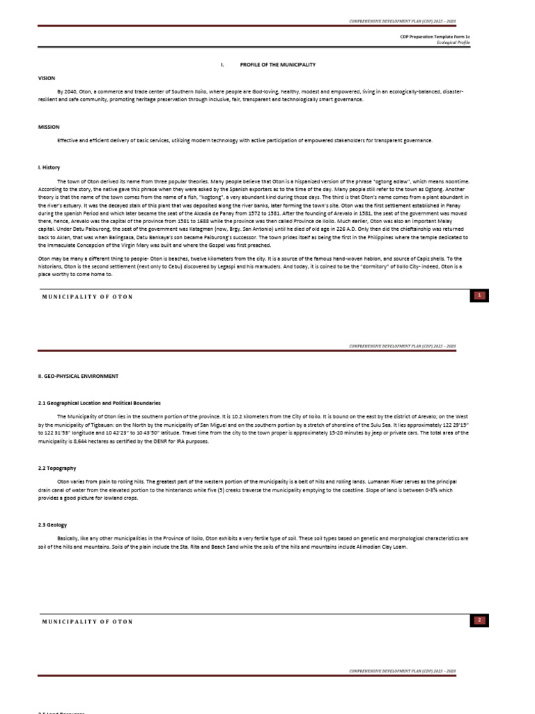 Oton Comprehensive Development Plan 2023-2028 | PDF | Earth Sciences ...