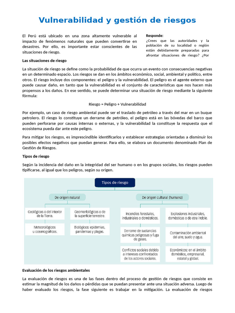 Vulnerabilidad y Gestión de Riesgos | PDF | Riesgo | Entorno natural