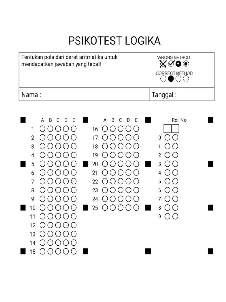 Lembar Jawaban Psikotest Logika Aritmatika | PDF