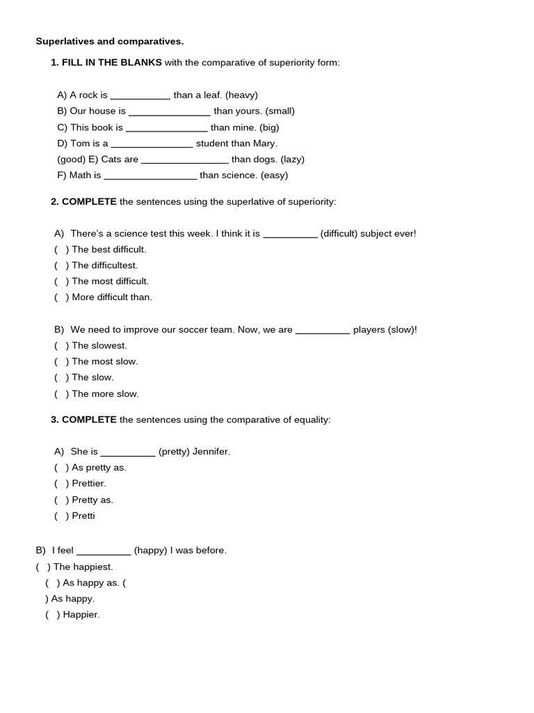 Comparatives and Superlatives | PDF | Adjective | Grammar