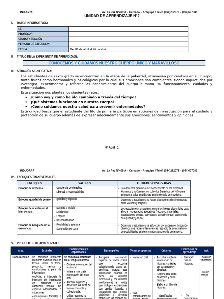 6° Grado - Unidad de Aprendizaje N°02 | PDF | Números | Decimal