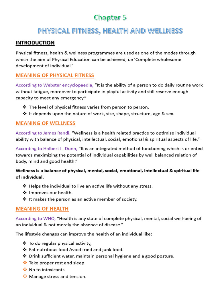 Physical Fitness and Wellness Overview | PDF