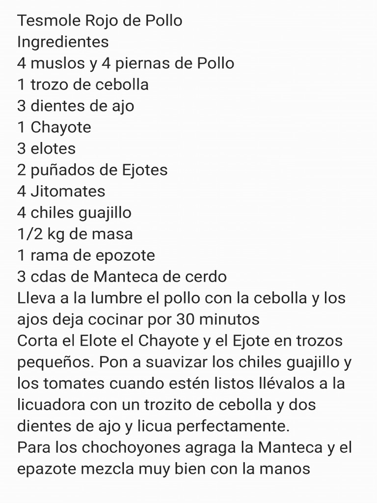Tesmole de Pollo | PDF