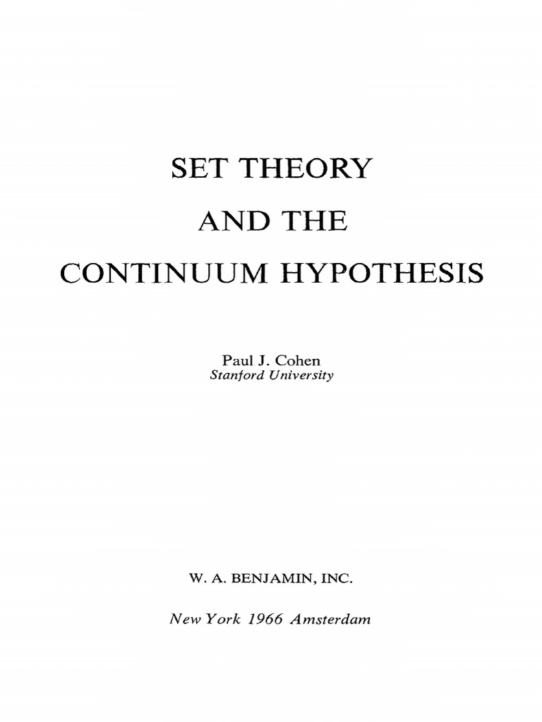 その他 The Continuum of Inductive Methods Set Theory and The Continuum Hypothesis | PDF