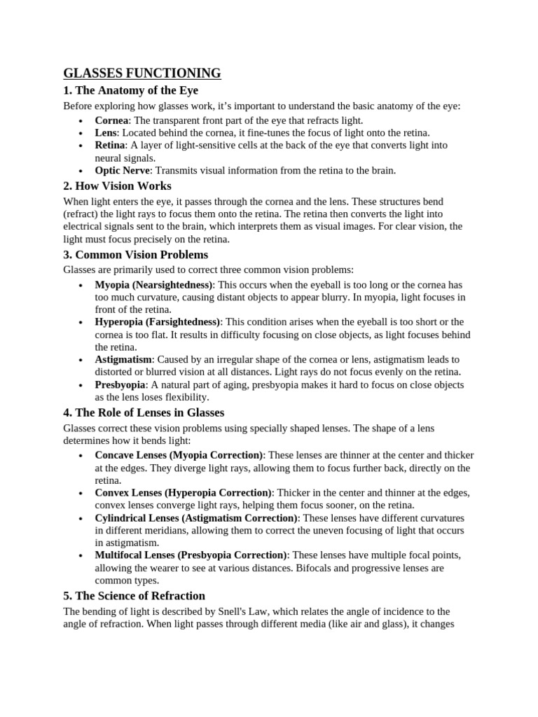 Understanding Glasses and Vision Correction | PDF | Glasses | Myopia