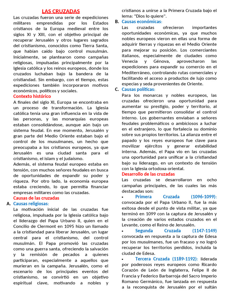 Las Cruzadas: Historia y Consecuencias | PDF | Cruzadas | imperio Bizantino