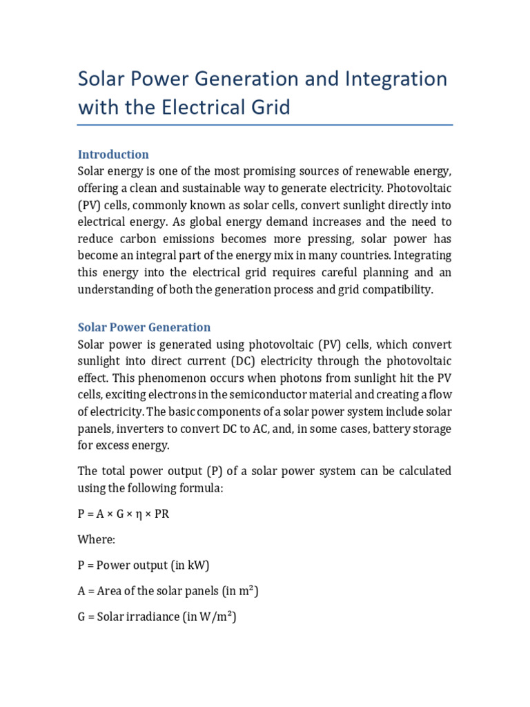 Detailed Solar Power Report Final | PDF | Solar Power | Power Inverter