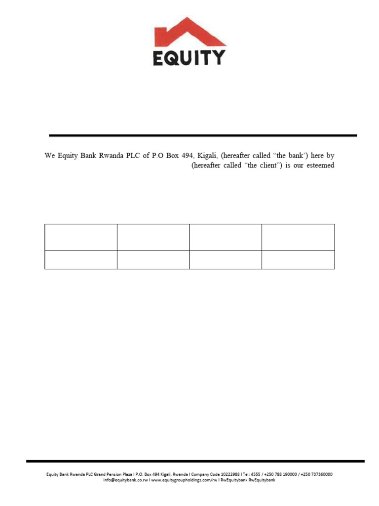 Equity Bank Account Confirmation Letter | PDF | Finance & Money Management