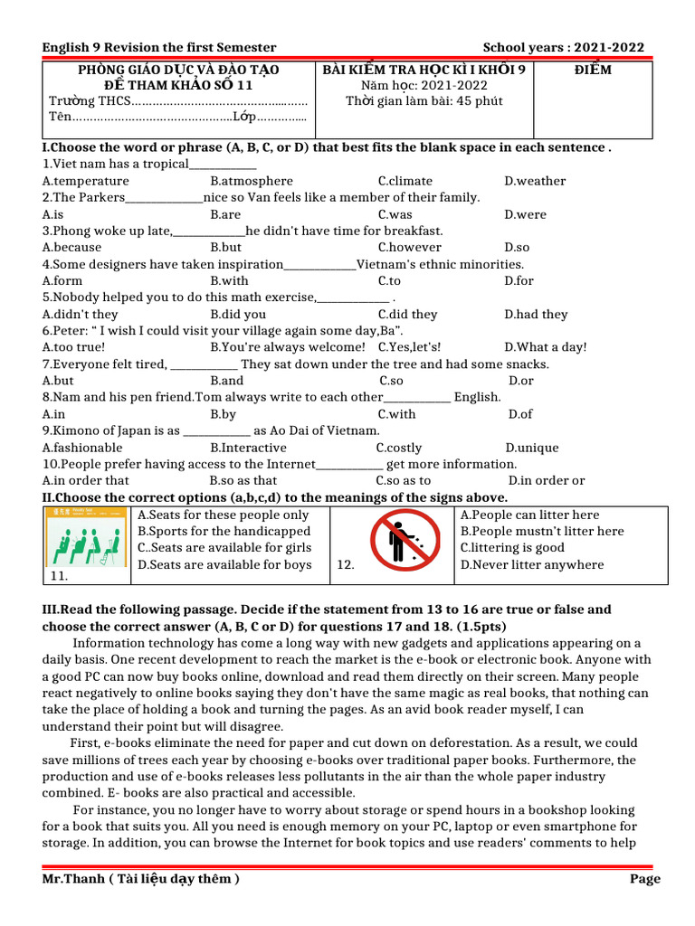 English 9 Semester 1 Revision Guide | PDF | Camping | English Language