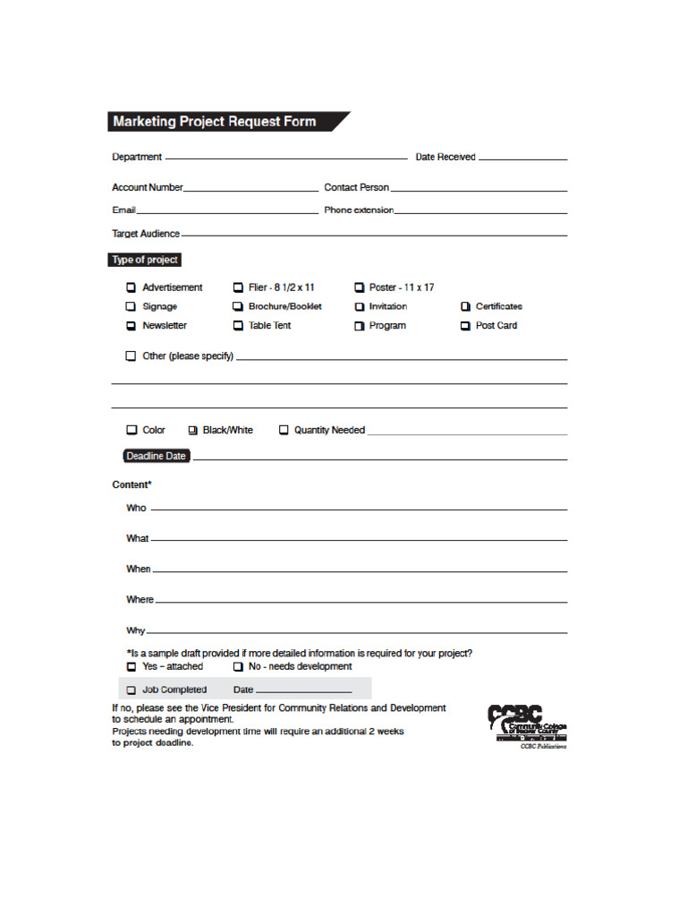 Marketing Project Request Form in PDF | PDF
