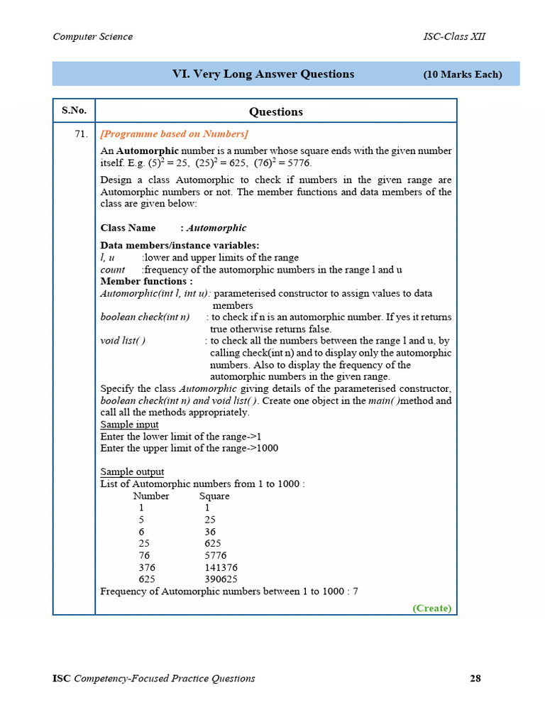 Automorphic and Anagram Number Programs | PDF | Method (Computer ...