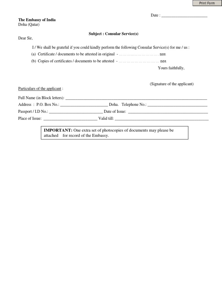 C2 Form for Consular Services in Qatar | PDF