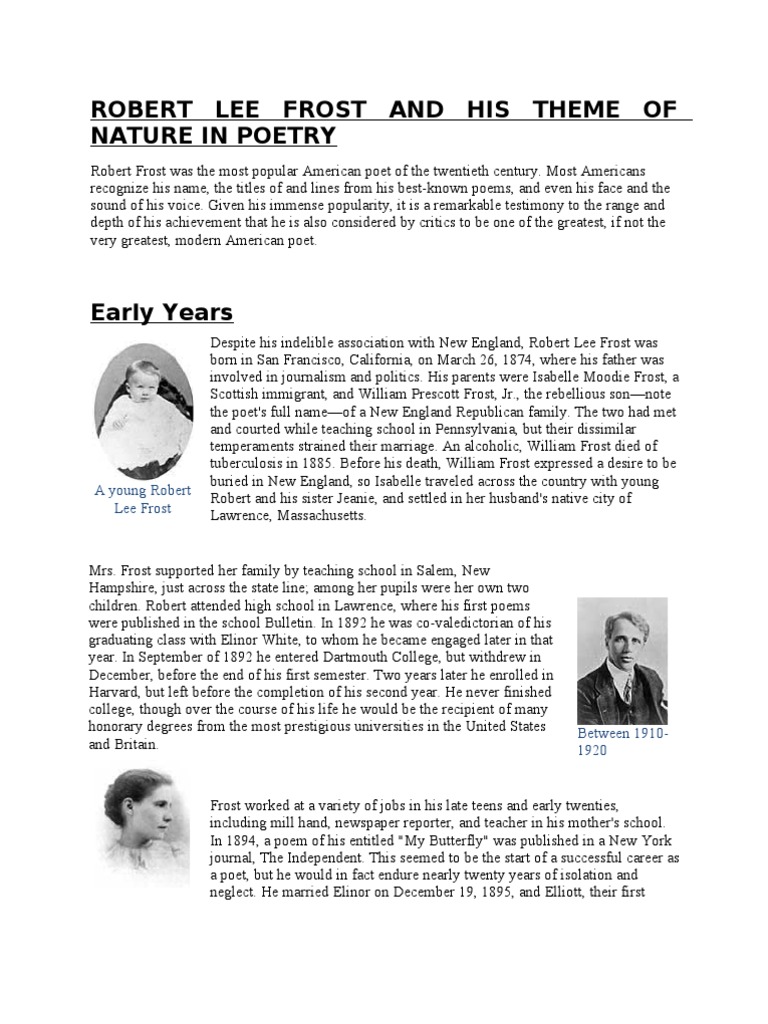 robert frost phd or ma thesis