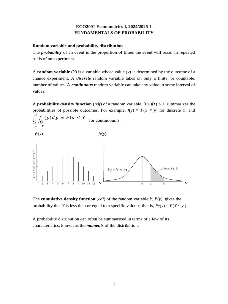 Probability Fundamentals in Econometrics | PDF | Probability ...