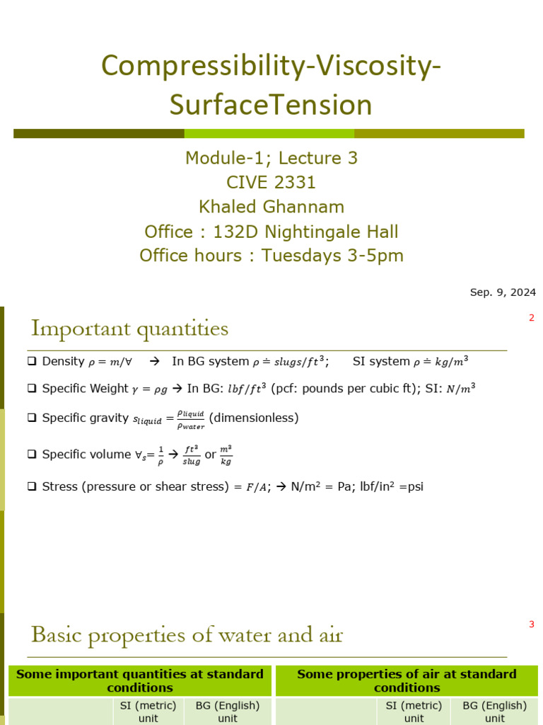 Fluid Properties: Compressibility & Viscosity | PDF | Viscosity | Pressure