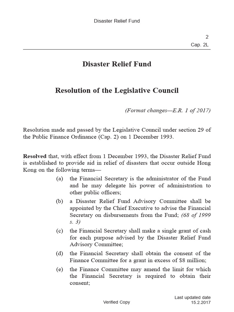 DISASTER RELIEF FUND MONTHLY REPORT intelligence overview