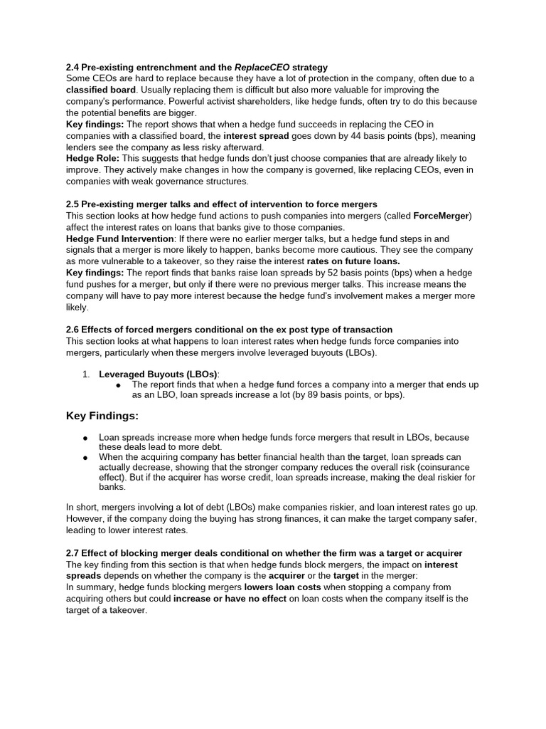 Key Findings:: Replaceceo | PDF | Leveraged Buyout | Mergers And ...