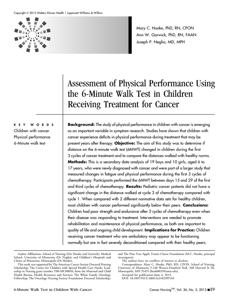 Assessment of Physical Performance Using The. | PDF | Cancer | Standard ...