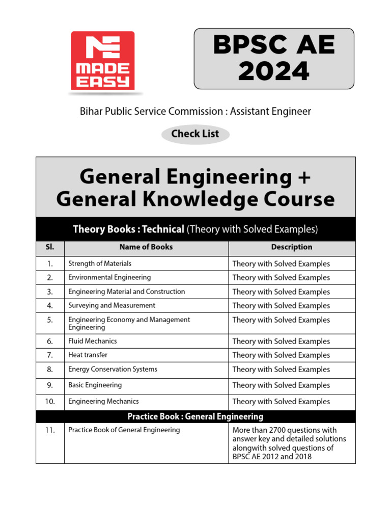 BPSC AE General Engineering Study Guide | PDF | Engineering | Science