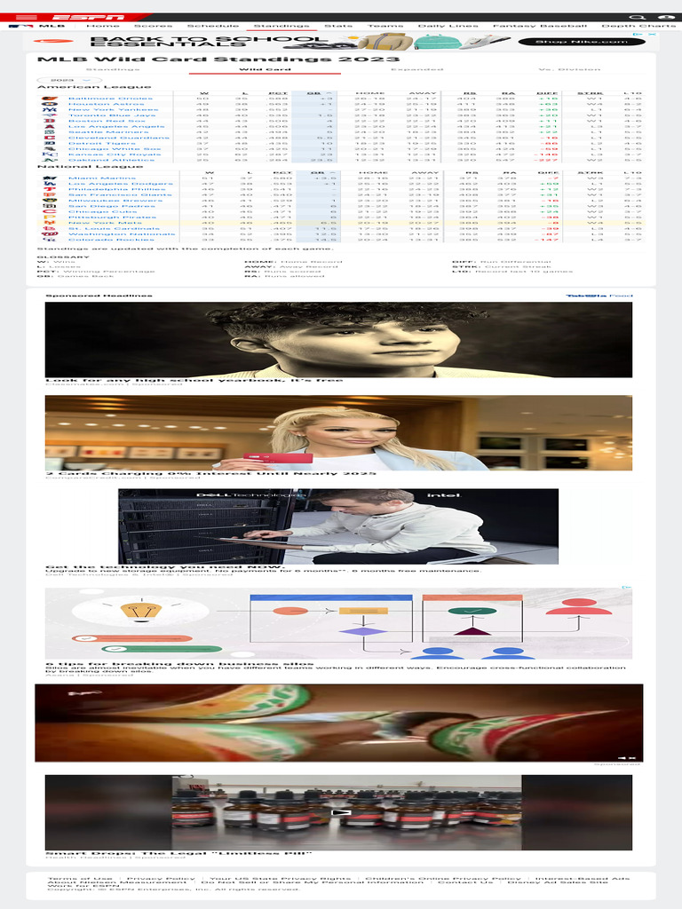 2023 MLB Regular Season Standings - ESPN | PDF | Major League Baseball